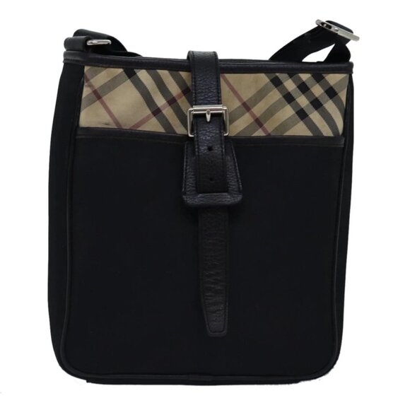 BURBERRY Nova Check Shoulder Bag Nylon Beige Black Auth - Picture 7 of 16